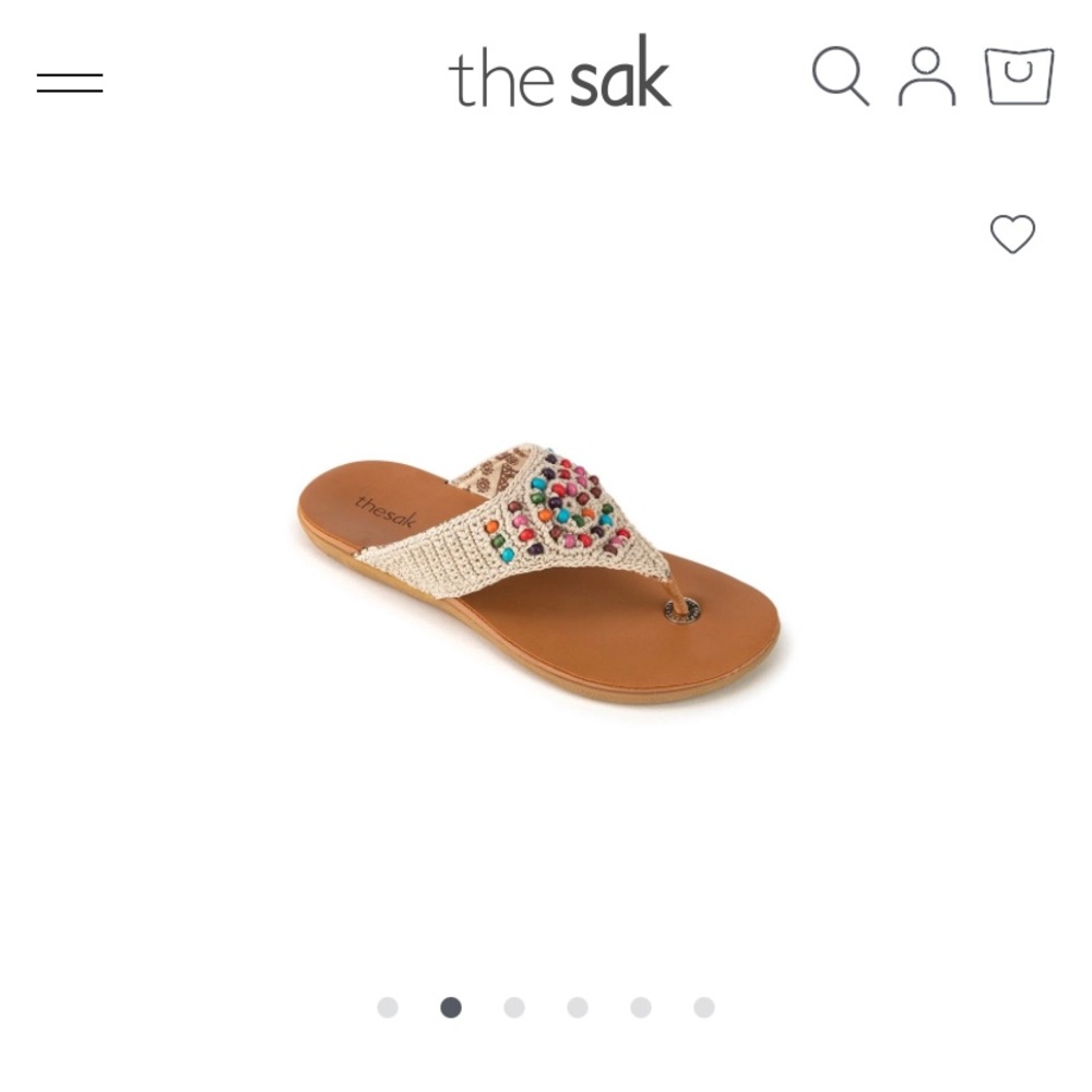 The Sak Cream Crochet Beaded Thong Sandals with Multicolor Embellishments - Picture 4 of 9